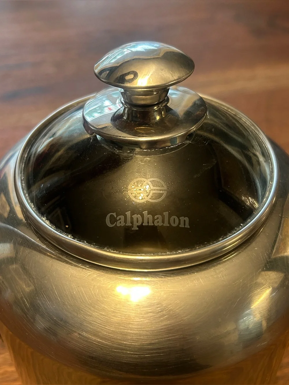 Calphalon Stainless Steel Tea Kettle, Hot Water Pot 2 quart #4302 w/ Glass Lid